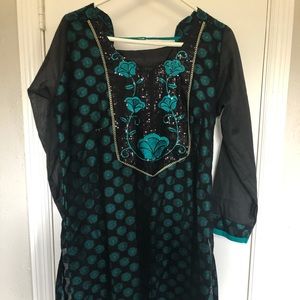 Green and Black Indian Kurti